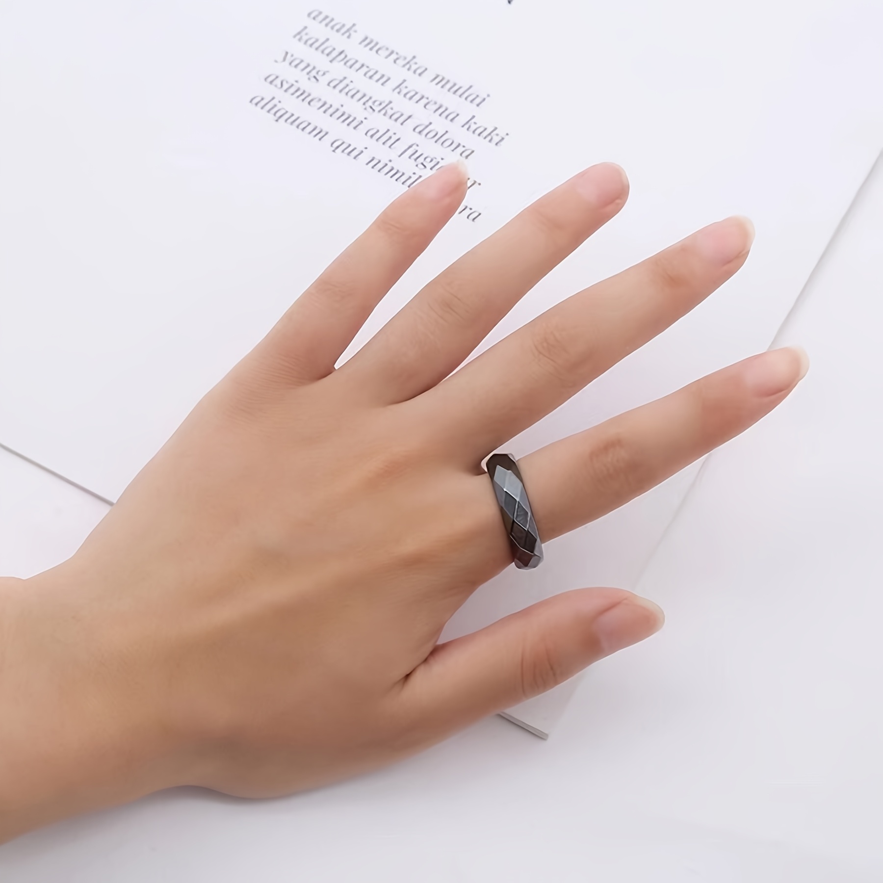 Terahertz Stone Faceted Ring Friendship Matching Promise Rings